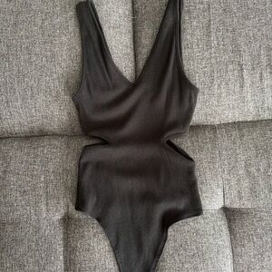 American Eagle Outfitters Black Ribbed Bodysuit